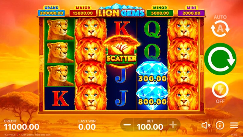 Дизайн слота Lion Gems