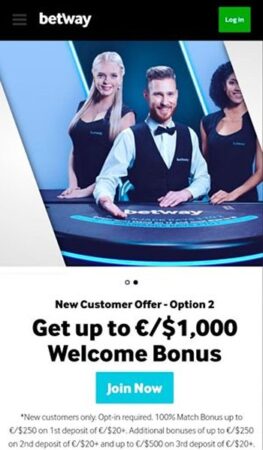 Мобверсия казино Betway