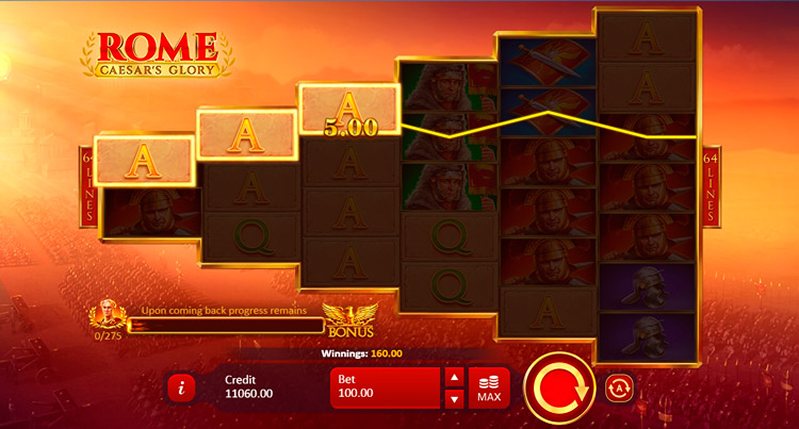 Выигрыш слота Rome Caesar’s Glory