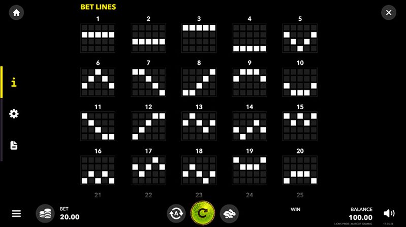 Линии слота Lion’s Pride