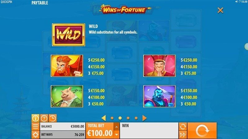 Символы слота Wins of Fortune